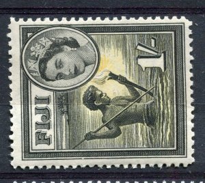 FIJI; 1950s early QEII Pictorial issue fine Mint hinged 1s. value