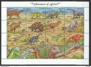 Tanzania Fauna Reptiles Dinosaurs Of Africa 1Sh ** Stamps Pk028