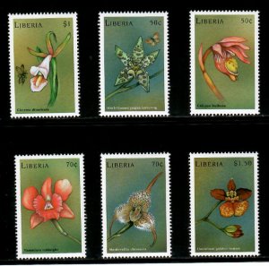 Liberia 1999 - Flowers Orchids - Set of 6 Stamps - Scott #1443-48 - MNH