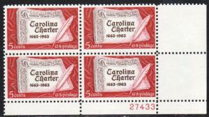 ALLY'S STAMPS US Plate Block Scott #1230 5c Carolina Charter [4] MNH OG 