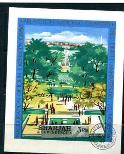 Sharjah 1966 Imperf souvenir sheets  Arlington National Crematory Used /CTO10621