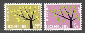 Luxembourg Scott 386-87 MNHOG - 1962 EUROPA Issue - SCV $0.75