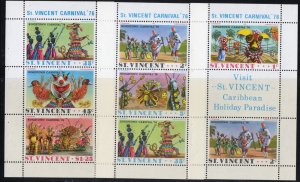 Thematic stamps ST VINCENT 1976 CARNIVAL 3 panes 479a/82a mint