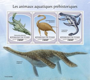 CHAD - 2021 - Prehistoric Water Animals - Perf 3v Sheet - Mint Never Hinged