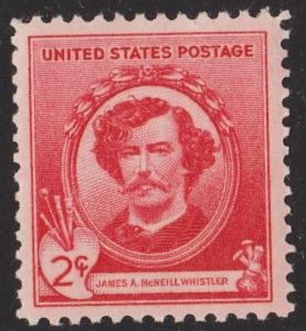 US 885 American Artists James A McNeill Whistler 2c single MNH 1940