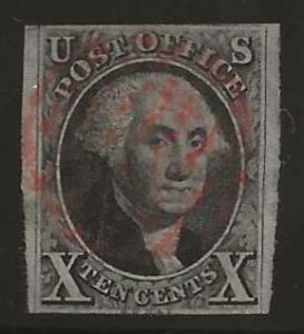 US Scott #2 Used Red cancel VF