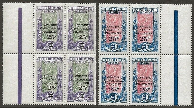 Middle Congo 1924-30 New values Set in BLOCKS Scott #51-52 VF-NH CV $16.00++