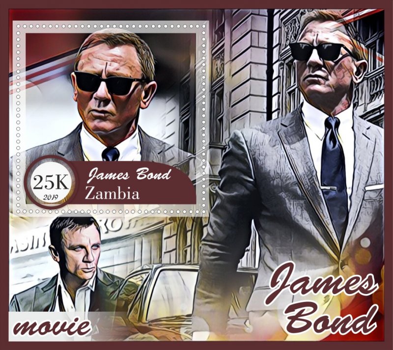 Stamps. James Bond 6 sheets perf Zambia MNH **