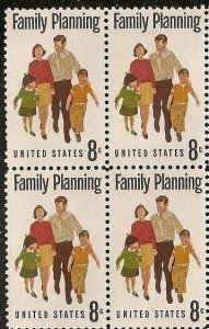 US 1455 Family Planning 8c block (4 stamps) MNH 1972