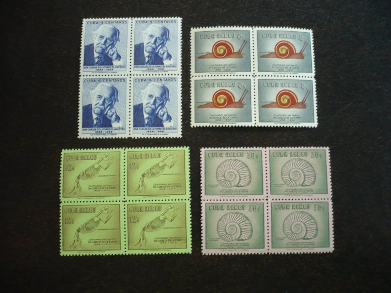 Stamps - Cuba - Scott#607,C182-C184 - Mint Hinged Set of 4 Stamps in Blocks