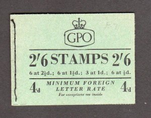 2/6 BOOKLET OCTOBER 1953 (PPR 17mm) SG F7 Cat £50