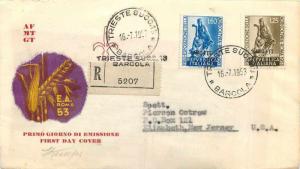  Letter Cover Italia AMG FTT 1953 Wheat Agriculture