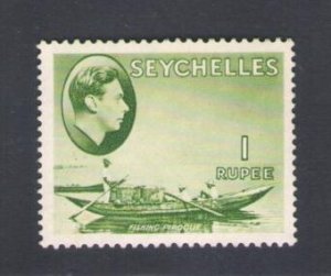 1938-49 Seychelles - 1r. yellow green,Stanley Gibbons #146, MNH**