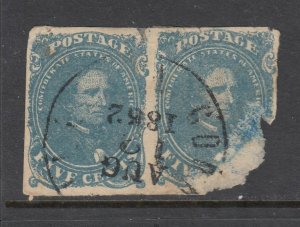 Confederate States #4 5c Jefferson Davis (USED Pair) 1862 Cancel - cv$450.00