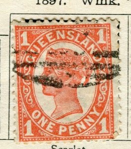 AUSTRALIA; QUEENSLAND 1897 early classic QV issue fine used 1d. value