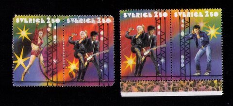 Sweden Sc 1909 (1) Used Pair  & (1) MH Pair Rock and Roll  F-VF (1991):