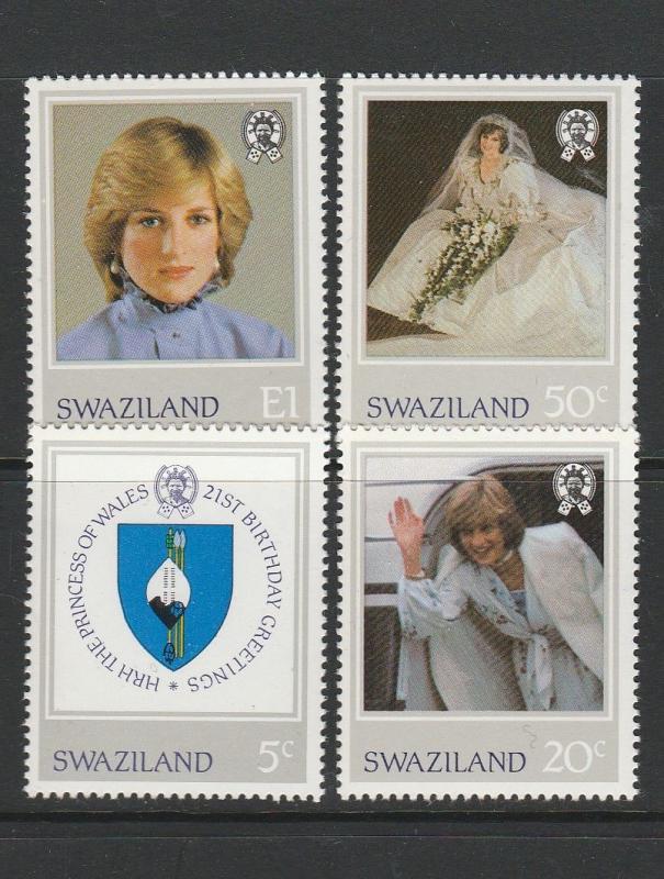 Swaziland 1982 21st Birthday Diana UM/MNH SG 404/07