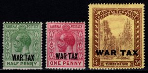 Bahamas 1918 George V Def., Optd. ‘WAR TAX’, Part Set to 3d [Unused]