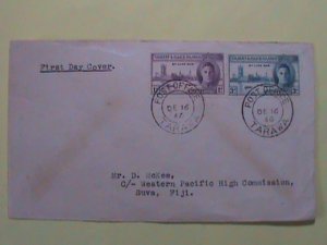 GILBERT & ELLICE ISLANDS STAMP FDC-1946 SC#37+39  CORONATION 75 YEARS OLD FDC