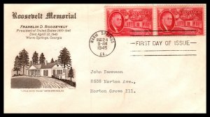 US 931 Franklin D Roosevelt Grimsland Typed FDC