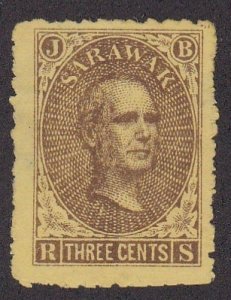 Sarawak # 1, Sir James Brooke, Unused, no gum, 1/2 Cat.