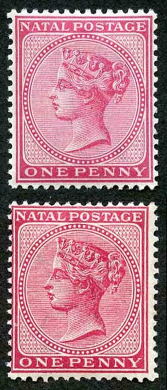 Natal SG99/a 1884/5 1d wmk Crown CA Rose and Carmine Cat 17 pounds