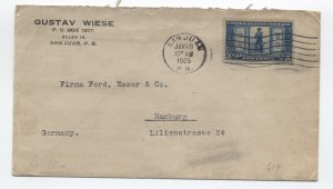 1925 San Juan PR 5ct lexington-concord issue to Germany cover [y8036]