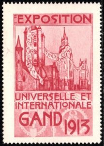 1913 Belgium Poster Stamp Universal & International Exhibition Ghent