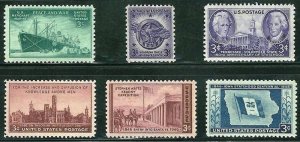 PCBstamps   US 1946 Commemoratives Year Set (939-944) 6 var., MNH, (4)