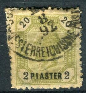 AUSTRIA LEVANT; 1890 early F. Joseph issue fine used 2Pi. value Postmark, 