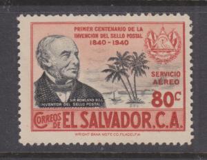 EL SALVADOR, 1940 Stamp Centenary, 80c. Black & Red, lhm.