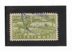 VENEZUELA 1937 NATIONAL TOPICAL COUNTRYSIDE ANIMALS HORSE GREEN 50C USED