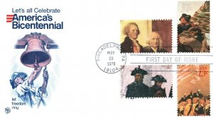 COMBINATION OF AMERICAN BICENTENNIAL ISSUE STAMPS ON WP CACHET 1976