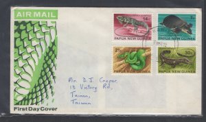 Papua New Guinea #344-47 (1972 Animals set) addressed cachet FDC