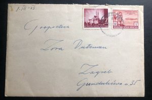 1943 Slavinski Croatia Germany State Airmail Censored Cover To Zagreb Sc#B34
