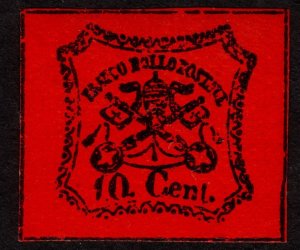 1867 Italian Papal / Roman States 10c Stamp, MNH, Sc 15
