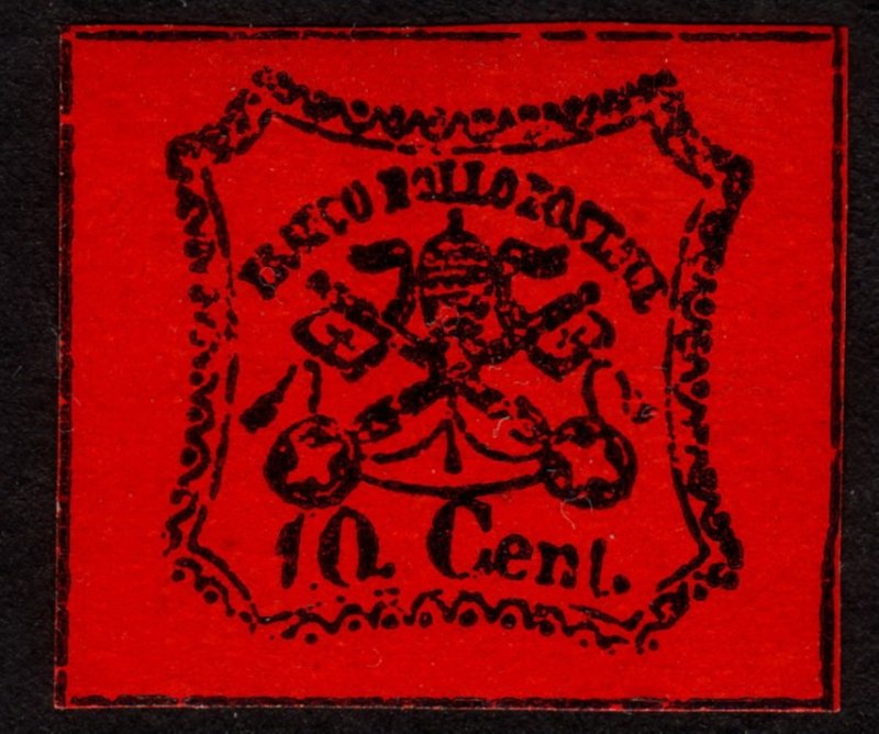 1867 Italian Papal / Roman States 10c Stamp, MNH, Sc 15