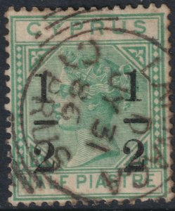 Sc# 26 Cyprus QV ½¢ on ½ type I surcharge 1886 used Wmk 2 issue CV $17.50