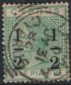 Sc# 26 Cyprus QV ½¢ on ½ type I surcharge 1886 used Wmk 2 issue CV $17.50