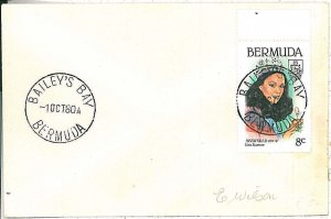 POSTAL HISTORY -  BERMUDA : Postmark on COVER 1980 - BAILEY'S BAY