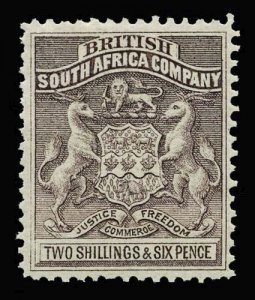 RHODESIA Scott #11 (SG 6) 1892 coat of arms, unused, HR, gum is thin and uneven