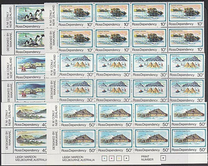 ROSS DEPENDENCY NEW ZEALAND 1982 set Plate Blocks of 8 MNH..................E328