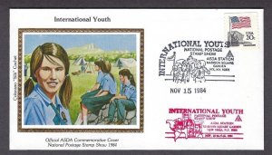 1984 Girl Scouts IYY Int'l Youth New York Colorano silk ASDA cancel