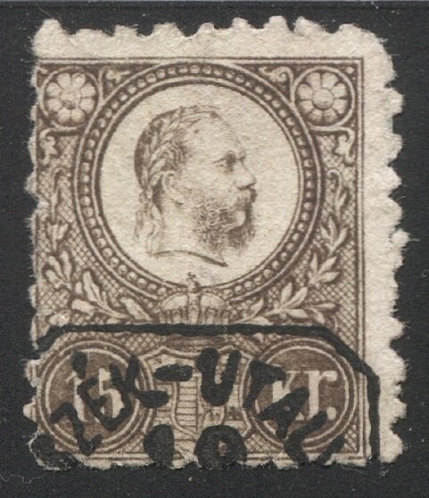 HUNGARY 1871 Sc 11, 15k brown, used Box Registration cancel