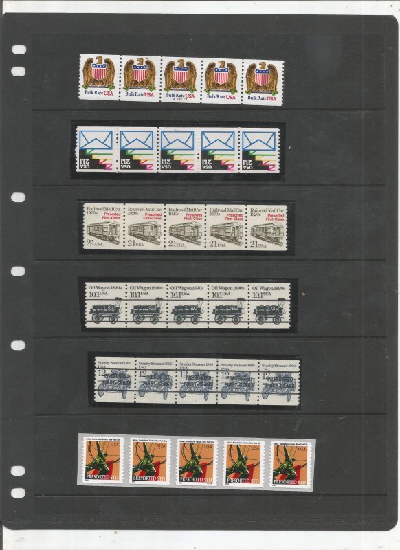 US PLATE# COIL STRIP OF 5 COLLECTION, MNH