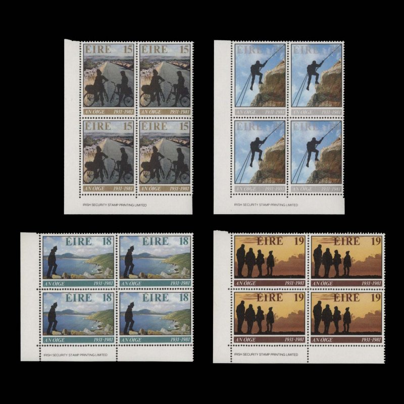 Ireland 1981 (MNH) Youth Hostel Anniversary imprint blocks ✔️