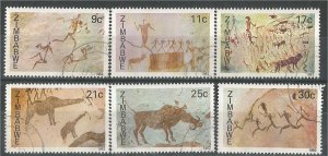 ZIMBABWE 1982, CTO Complete set, Rock Paintings,  Scott 446-451