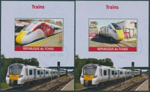 Chad 2016 CTO Railways Stamps Modern High Speed Trains Virgin Azuma 2x 1v M/S
