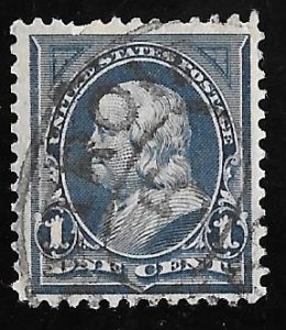 264 1 cent Date Cancel Franklin, Deep Blue Stamp used F