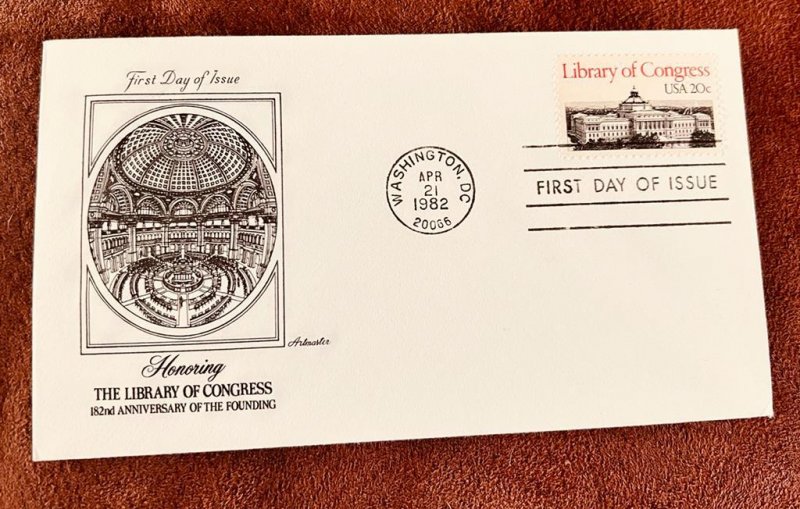 D)1981, USA, FIRST DAY OF ISSUE COVER, WITH LIBRARY OF CONGRESS STAMP 20C, HON